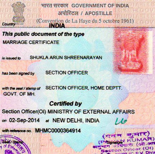 Marriage Certificate Apostille in Bangalore