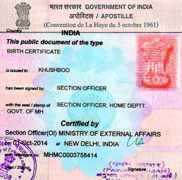 Birth Certificate Apostille in Amrawati