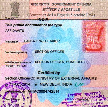 Affidavit Apostille in Hindupur